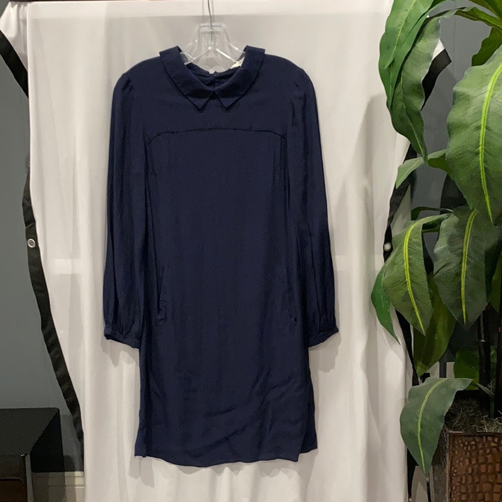 Women’s Boden 6 navy blue dress pockets collar